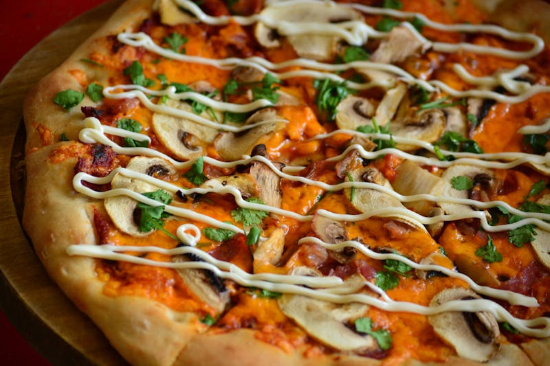 Truffle Mushroom White Pizza with cream sauce